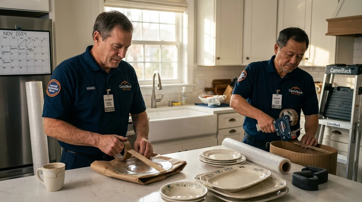 Professional crew packing kitchen dishware in Annandale, NJ