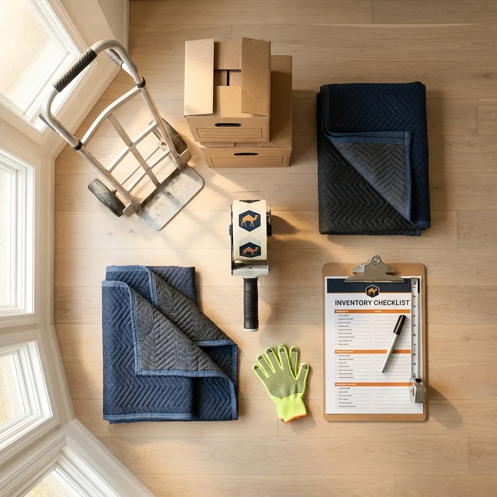 Professional moving supplies and packing materials layout for Annandale residential relocations
